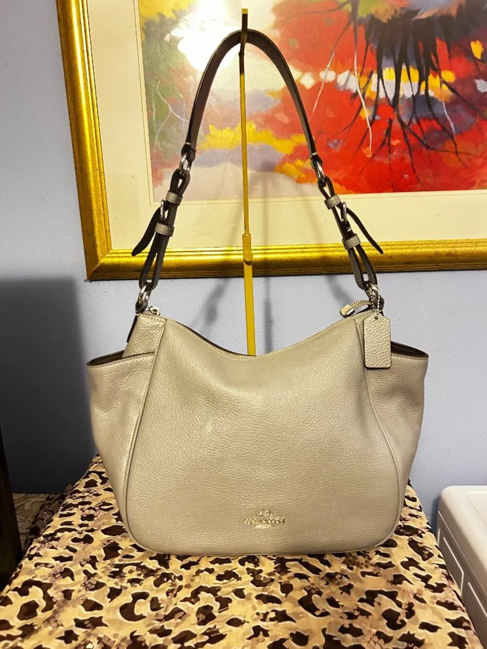 Coach Madison Pebble Leather Shoulder Bag – Light Blue – Silvertone Hardware